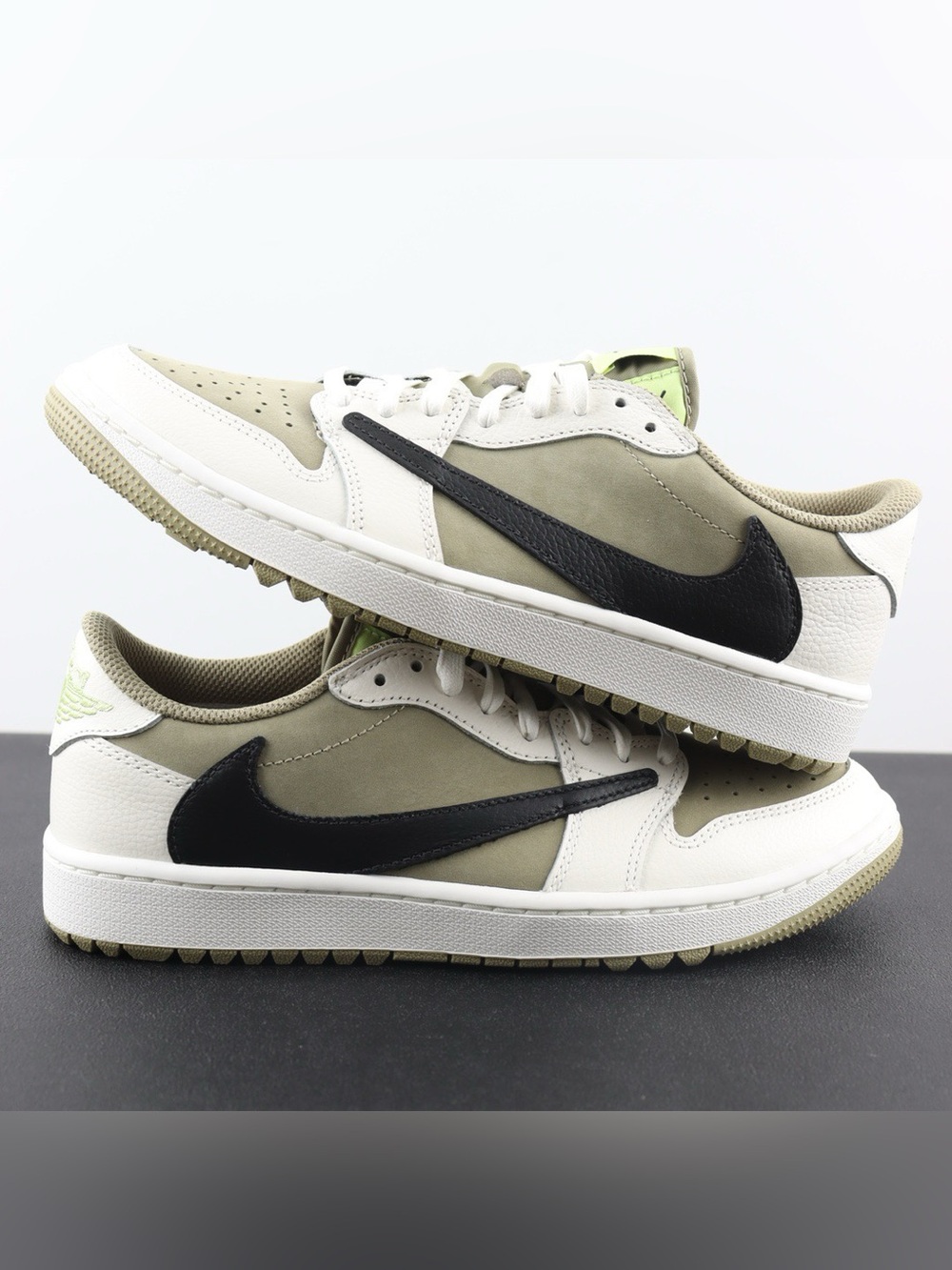 Travis Scott x Air Jordan 1 Low Olive Reverse Swoosh Sneakers